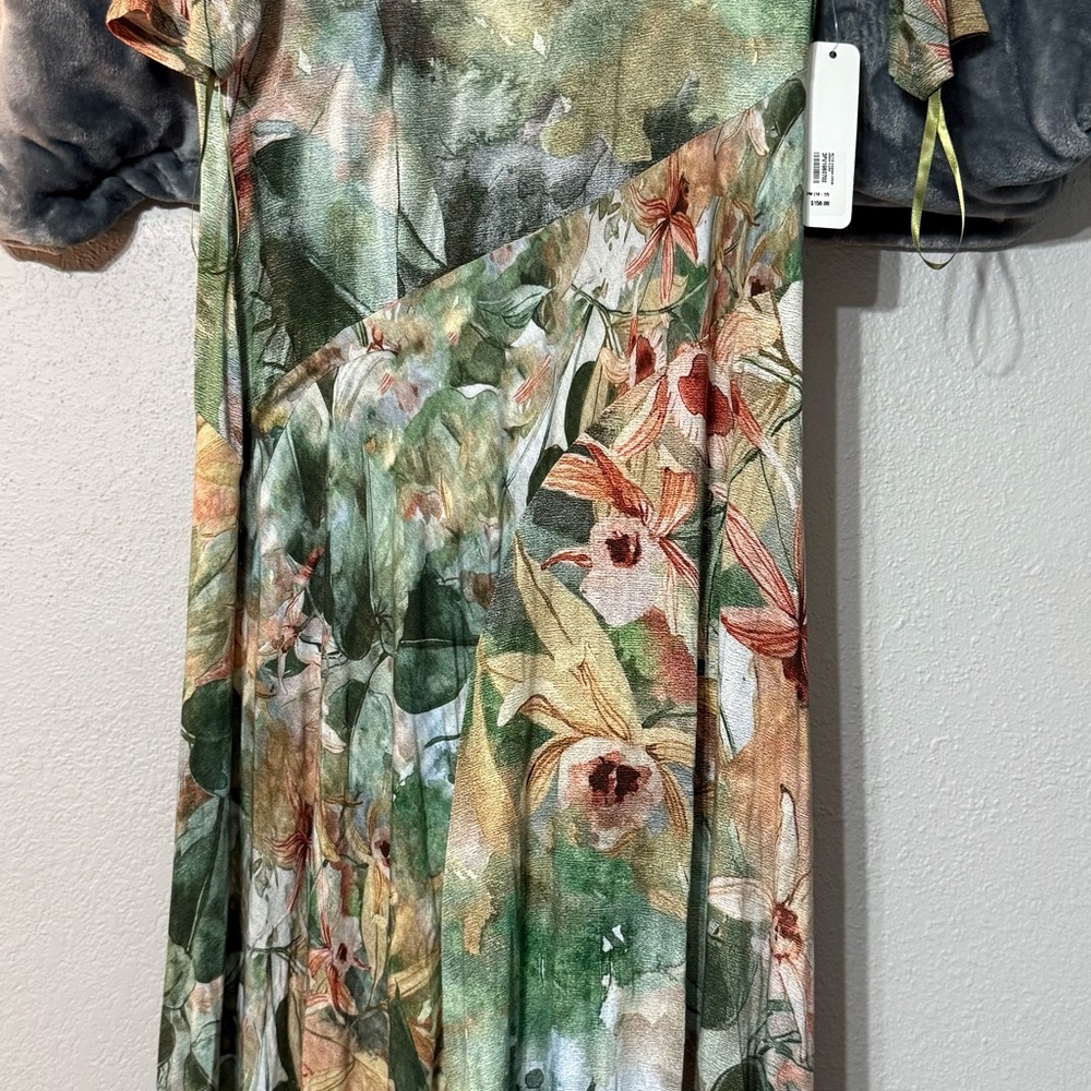 NWT Soft Surroundings Vivienne Dress Green and Pink A-line Maxi Dress - Picture 6 of 10